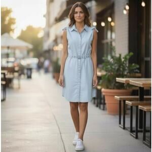 ANTHROPOLOGIE vintage Sitwell light gray minimalist sleeveless shirt dress sz 8